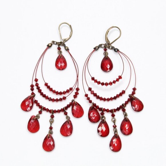 Red Teardrop earrings - Picture 1 of 8